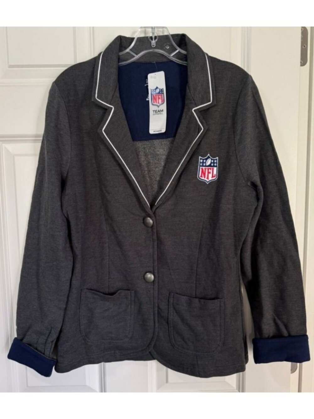 Majestic Fan Fashion NFL Team Apparel 2 Button Gray Blazer Jacket Women's Large